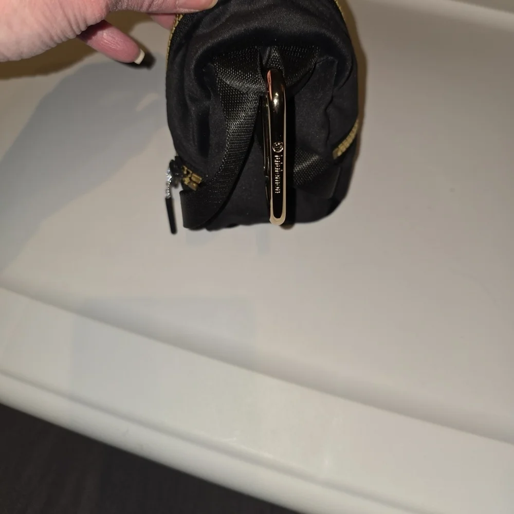 Lululemon Black Micro Backpack Key Holder with Gold Zipper